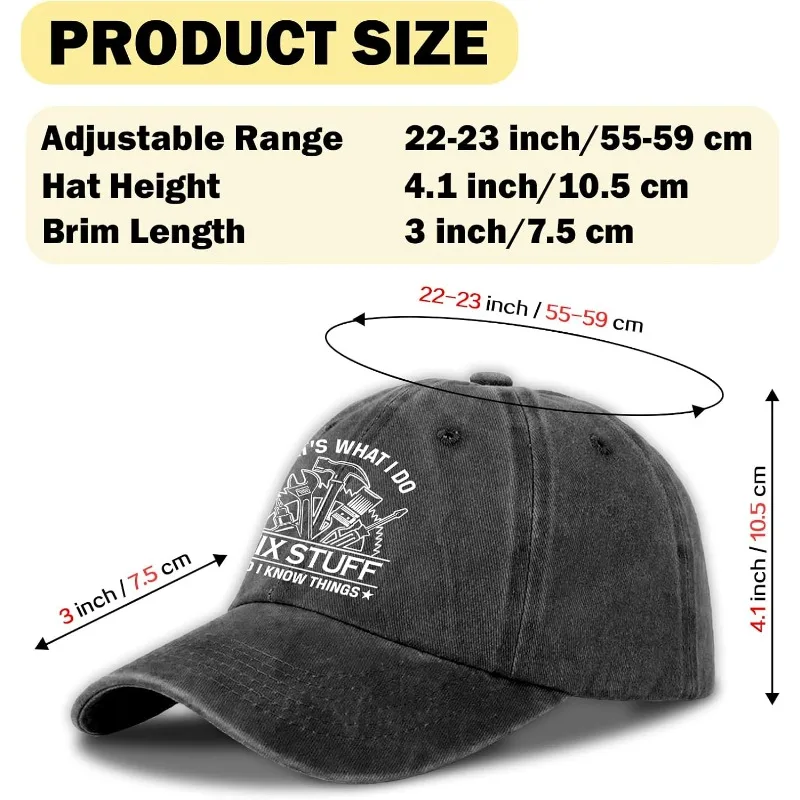 I Fix Stuff And Know Things Mechanic Baseball Cap Funny Tool Lover Adjustable Cotton Hat Gift