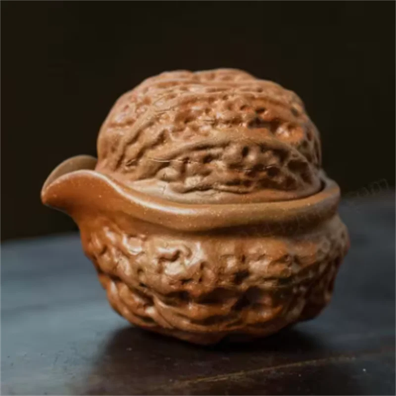 

Purple Clay Walnut Teapot Hand-held Teapot Used By One Person Chinese Style One Pot One Cup Tea Strainer