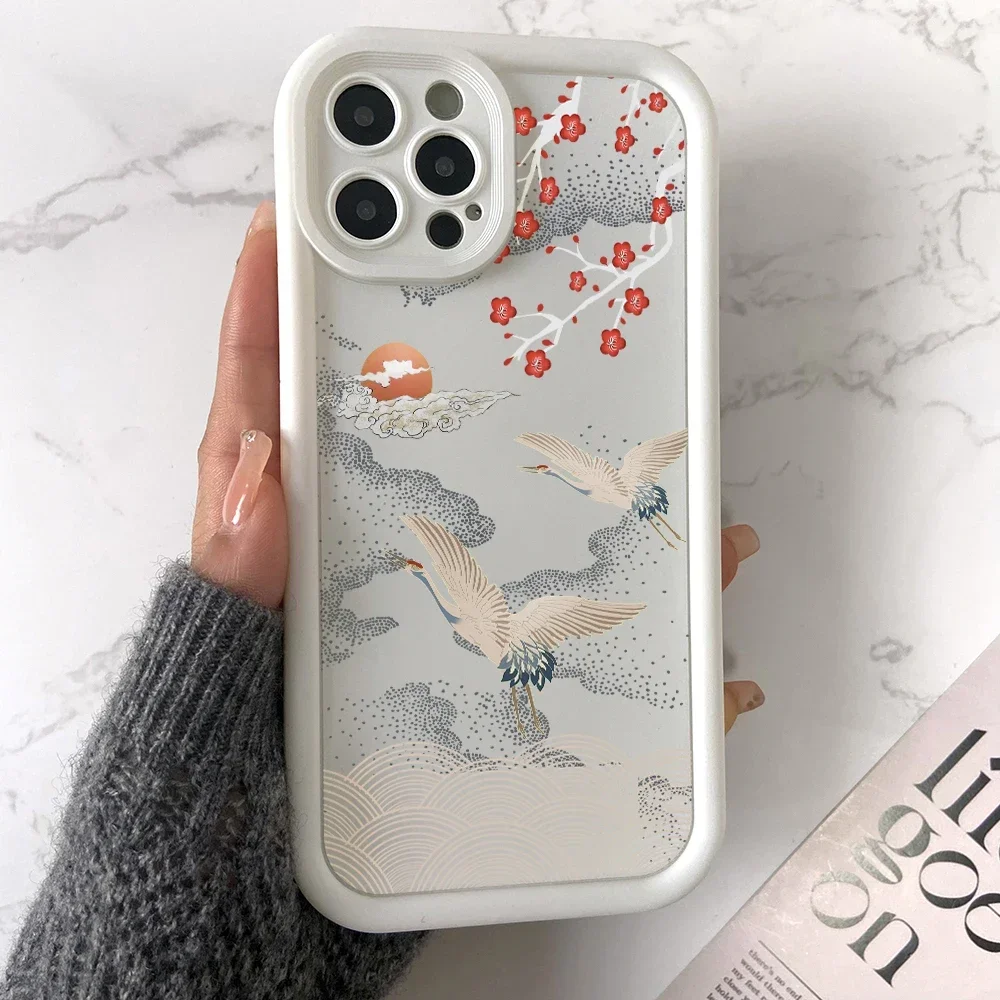 Red-crowned Crane Soft Silicone Phone Case for iPhone 16 15 Pro Max 14 13 ProMax 12 11 X XS XR 8 7 Plus SE 2020 Back Cover