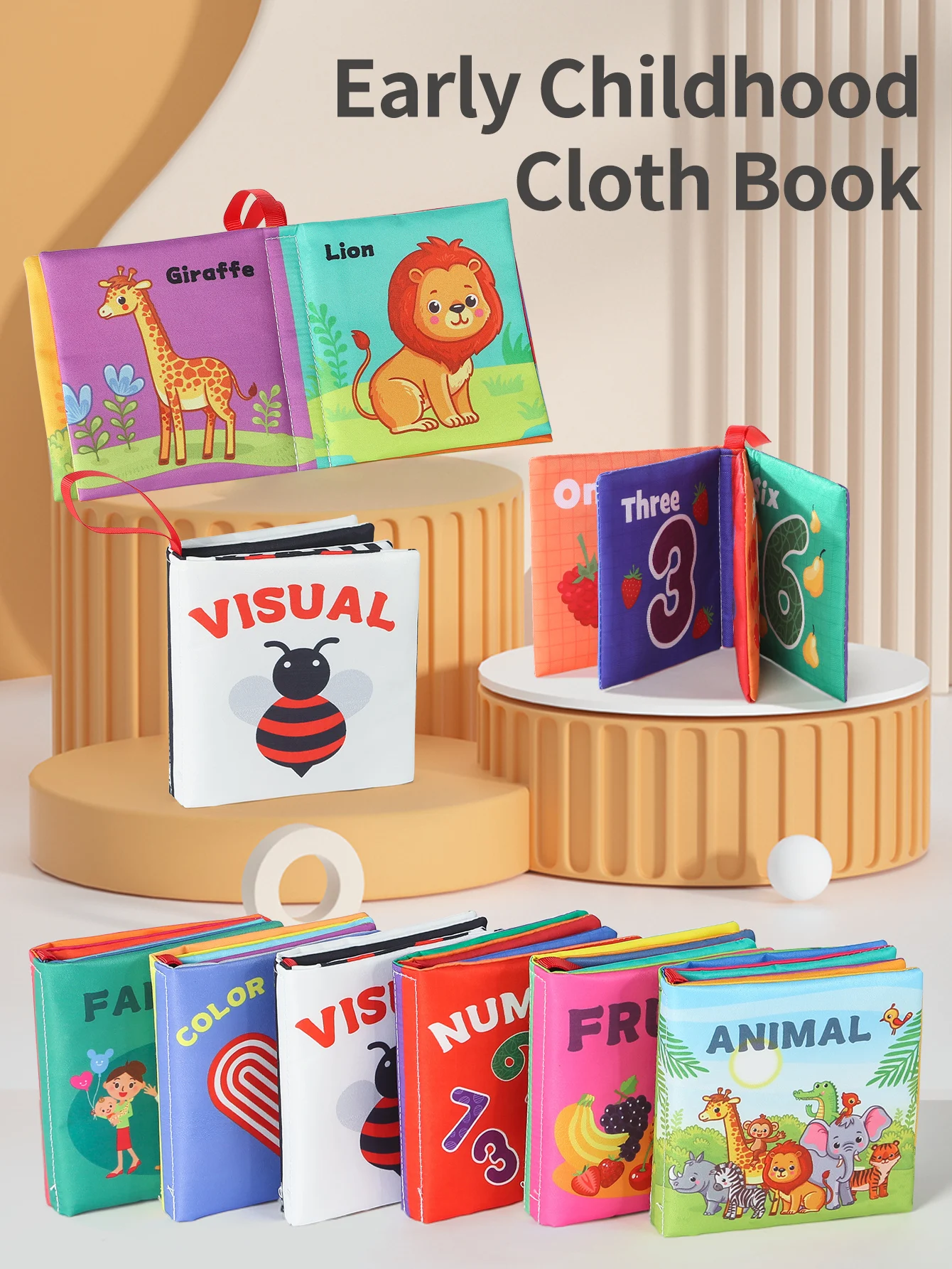 

Montessori Preschool Cloth Book - Early Education Interactive Learning Toy - Anti-tear Washable - Perfect Gift for 0-3-year-old