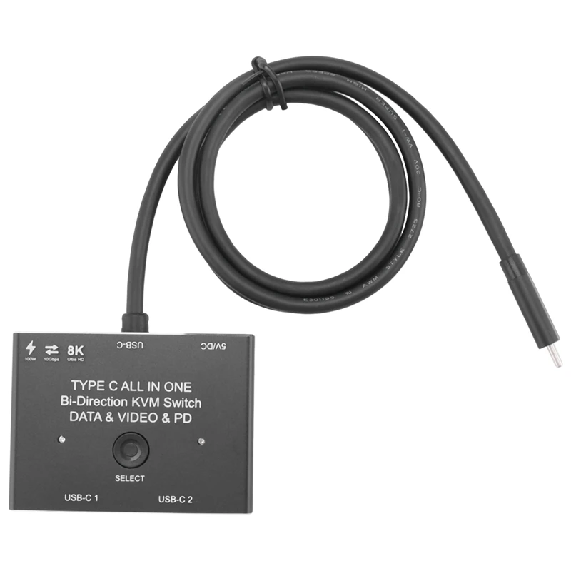 

KVM USB C двусторонний переключатель 1X2/2X1 USB 3.1 разветвитель данных видео переключатель 8K @ 30 Гц PD 100 Вт для монитора ПК мобильного телефона