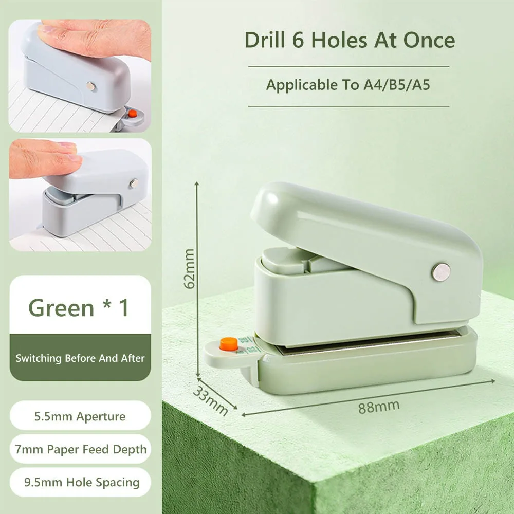 

simple 3/6Holes Loose-leaf Hole Puncher Mini Binding Tools Hole Punching Machine Paper Puncher School Office