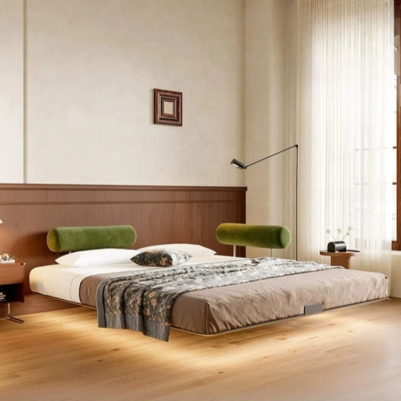 

Modern Suspended Monnie Bed Small Unit Carbon Steel Frame Pillow Bed Tatami Flush Double Bed