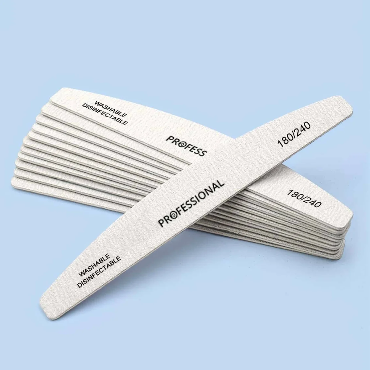 5/10/25/50pcs 180/240 Grit Zebra Striped Double Sided Washable Nail Files, Professional Coarse Buffer for Acrylic