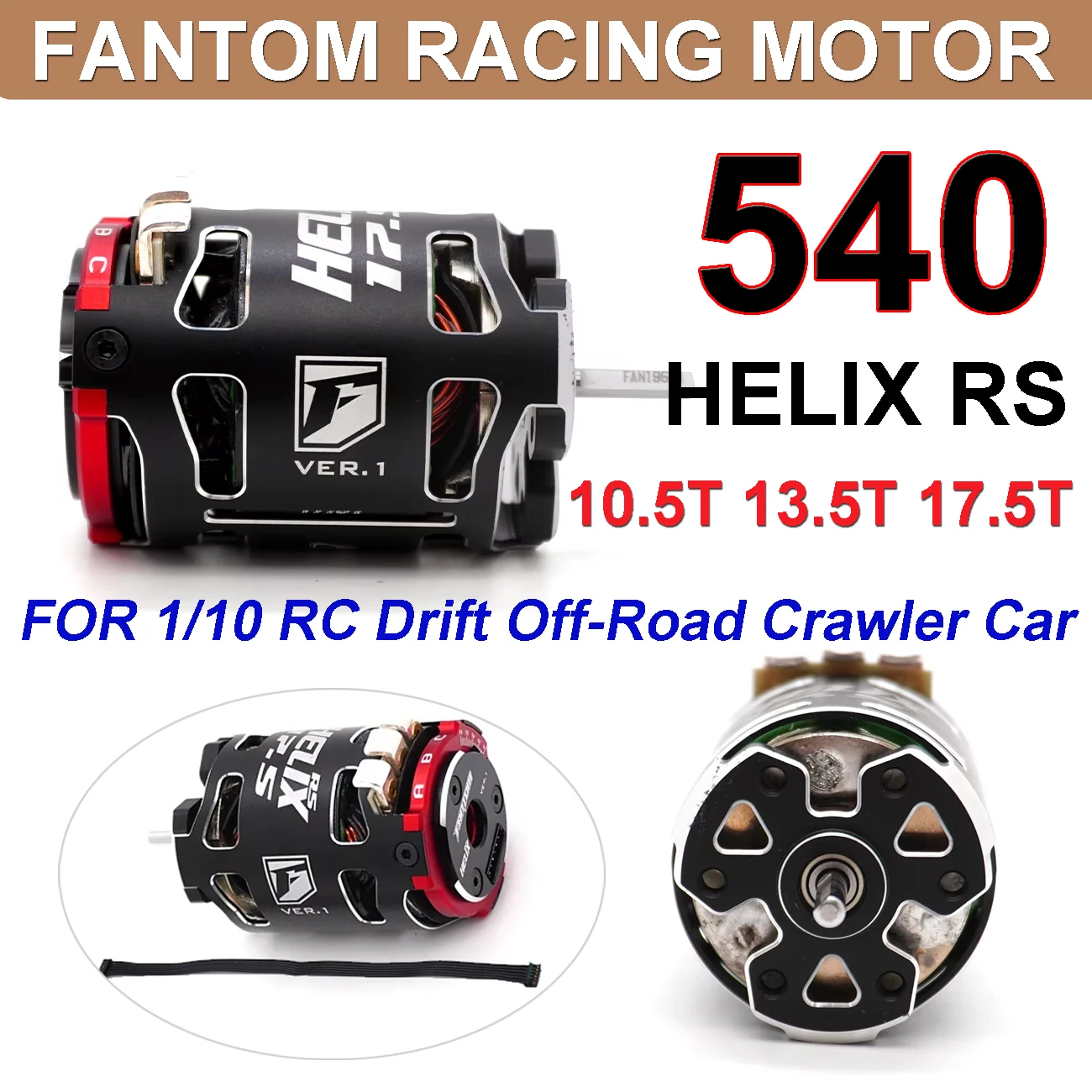 FANTOM RACING 540 HELIX RS 10.5T 13.5T 17.5T Sensored Brushless Competition Motor for 1/10 RC Drift Off-road Crawler Car Parts