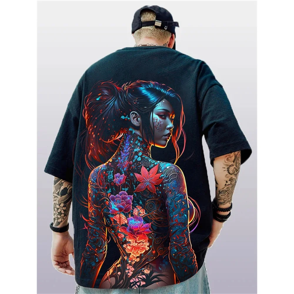 Oversized 3d Print Anime T Shirt Men Summer Hip Hop Casual Top Breathable Loose Men\'s T-Shirt Retro High Street Short Sleeved