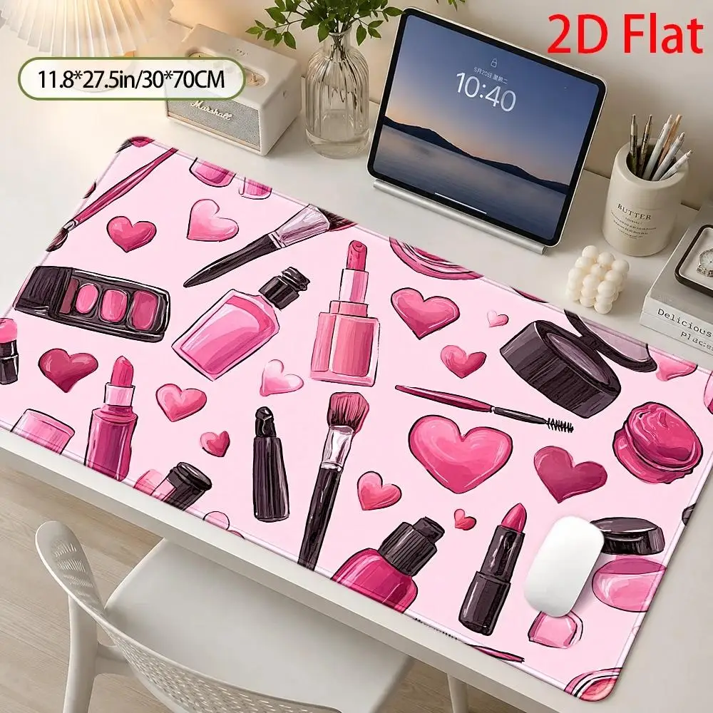 Large Pink Heart Mouse Pad Suitable for Laptops/Desktops, Soft Stain-Resistant Desk Mat with Pink Heart Pattern, Machine Washable Comfortable for Office &