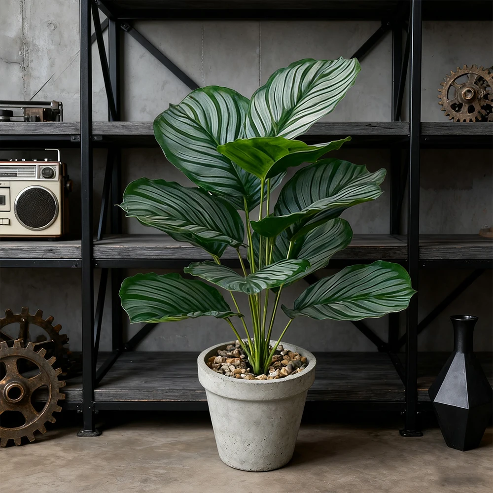 40 cm künstlicher Palme, gefälschte Monstera-Pflanzen, tropisches Kunststoffblatt ohne Topf, falscher Pflanzenstrauß für Zuhause, Garten, Party-Dekoration – Detail 5