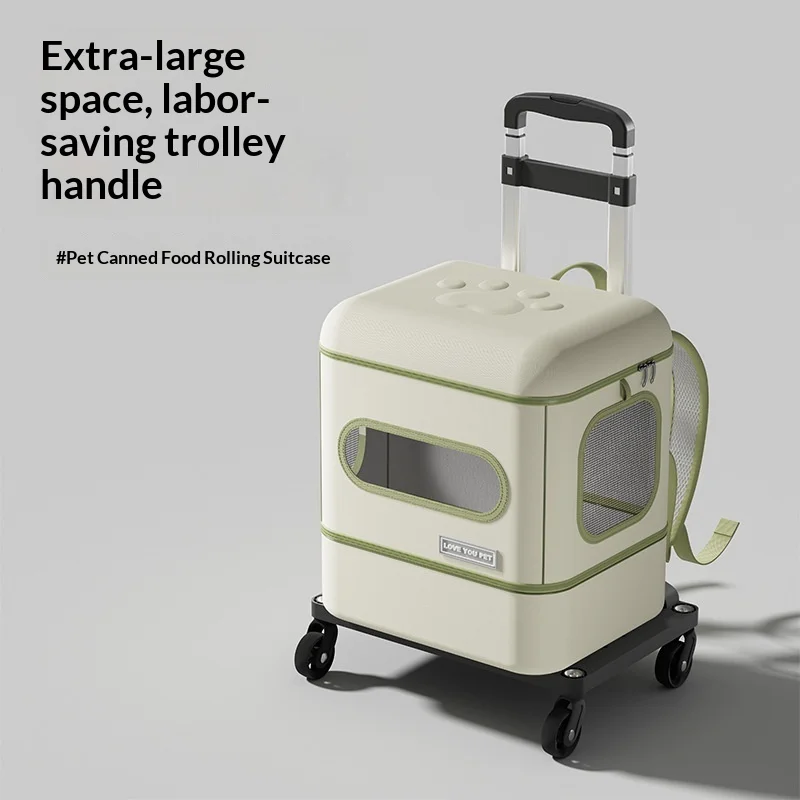 

Портативный рюкзак-переноска для кошек со встроенным лотком, складной чемодан на колесиках для животных, дорожный рюкзак и сумка для кошек 2-в-1