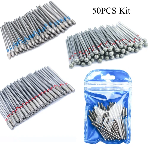Juego de brocas de diamante para limpieza de cutículas, accesorios de corte eléctrico para manicura, herramienta para eliminar piel muerta, 50 unidades