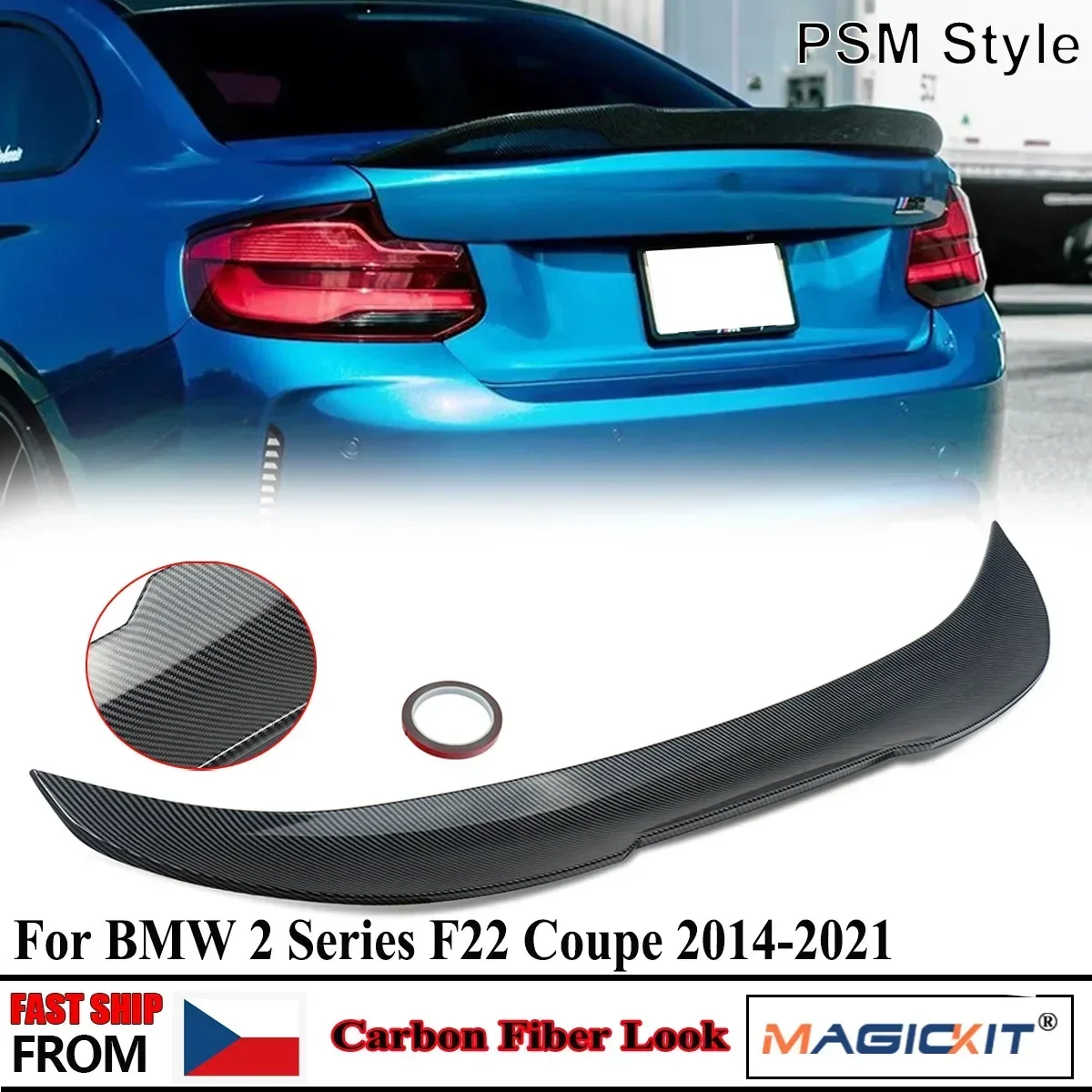 

MagicKit FOR BMW F22 COUPE M235i F87 M2 PSM STYLE CARBON FIBER LOOK REAR TRUNK LIP CAR SPOILER 14-21