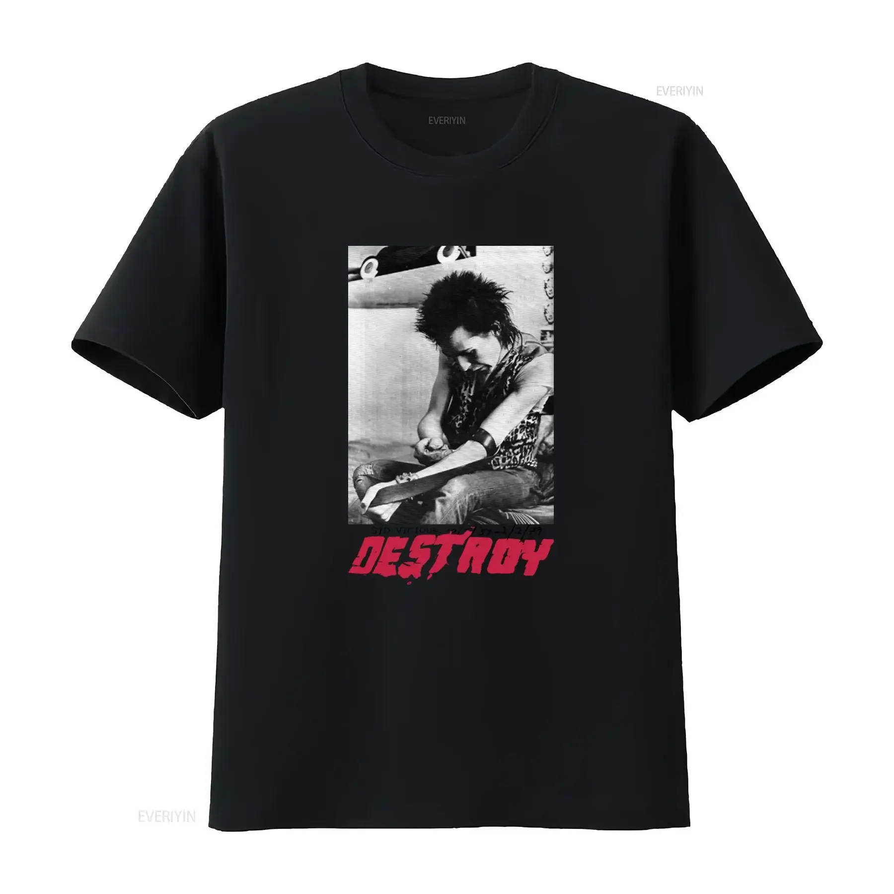 Vintage 80s Punk Rock Sid Vicious Destroy Sex Pistols T Shirt vintage Washed designer clothes Comfortable Stretched Breathable