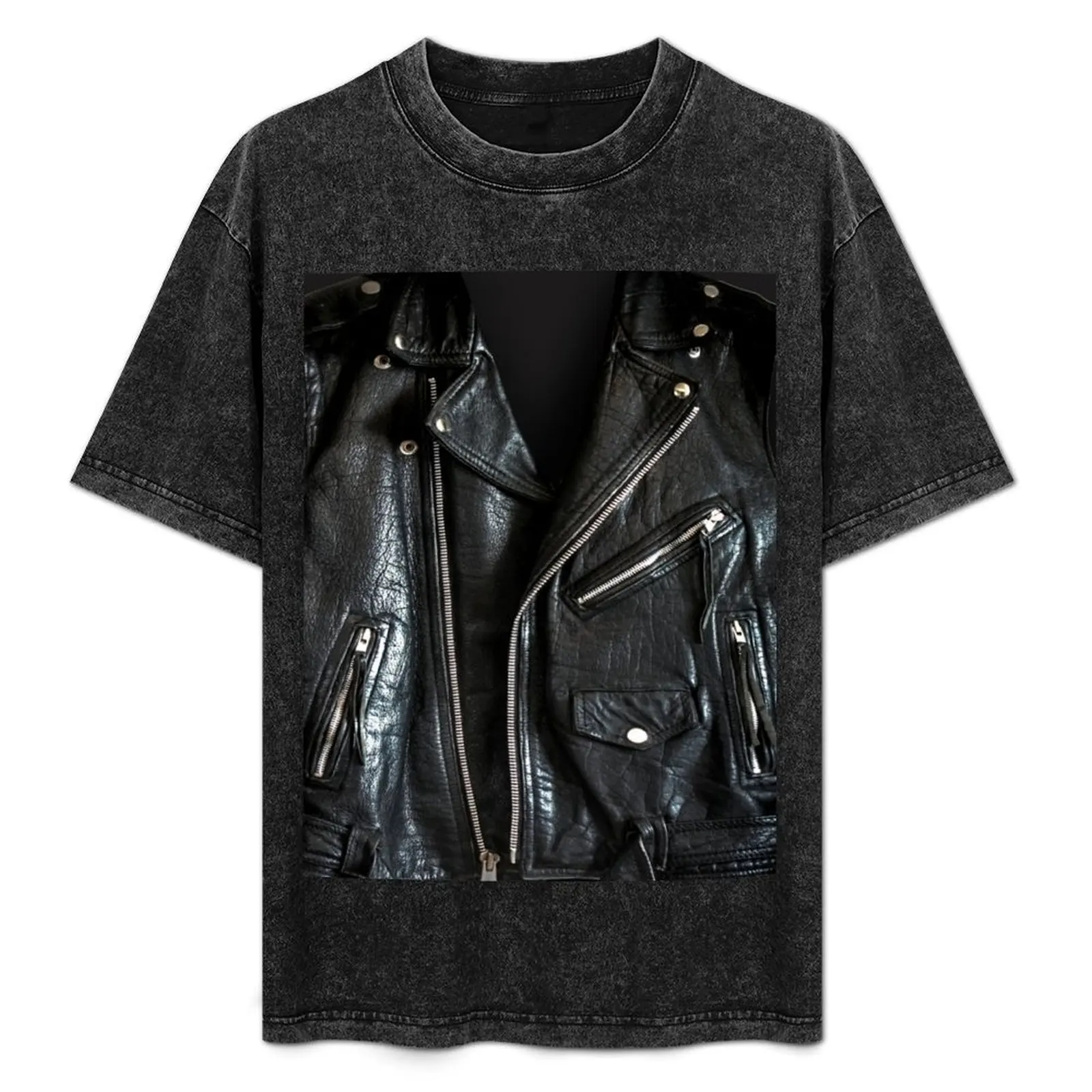 

Black Leather Jacket T-Shirt Summer Festival T-Shirt