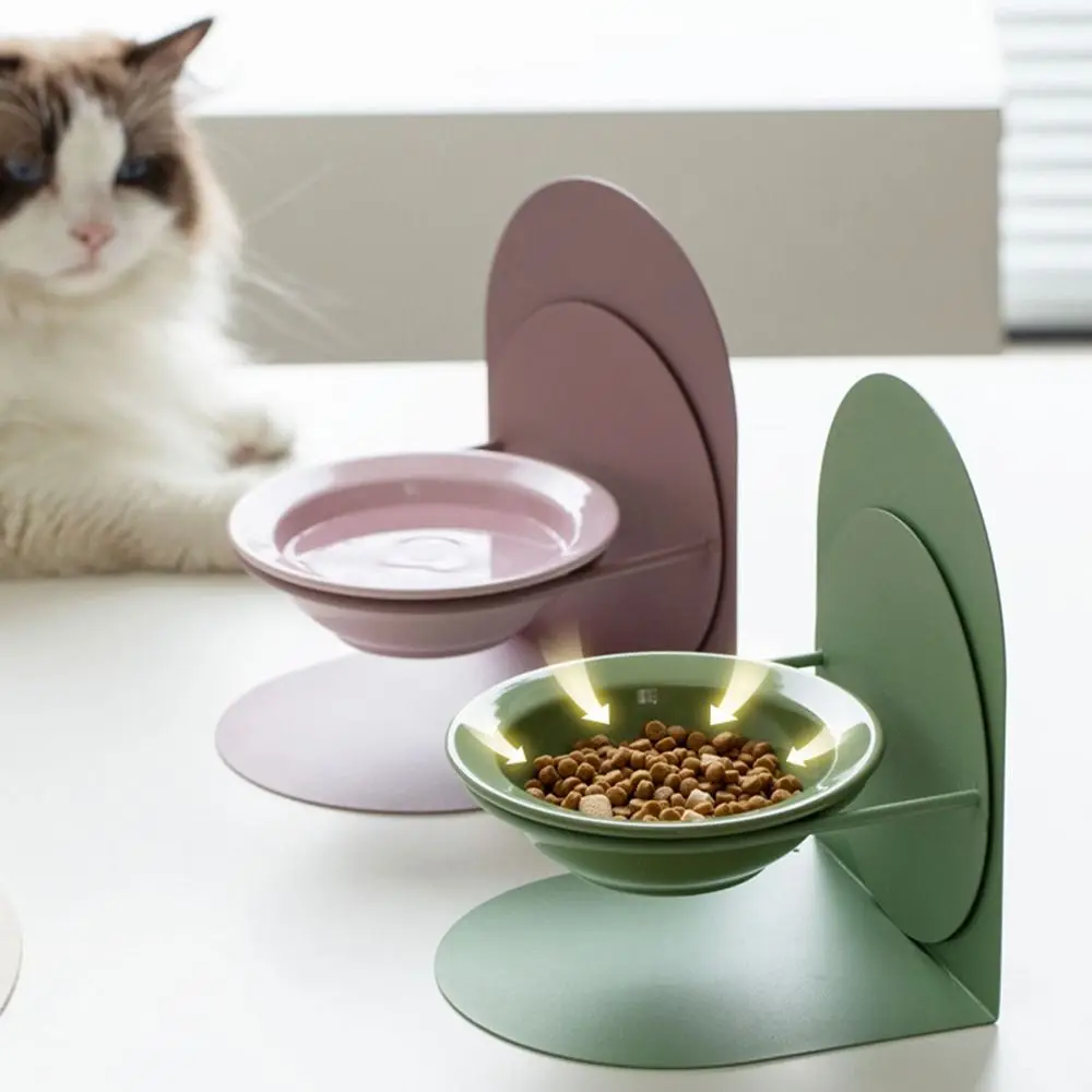 

Anti Vomiting Ceramic Cat Bowl Anti Slip Inclined Elevated Cat Water Bowl Adjustable Height Anti Overturning