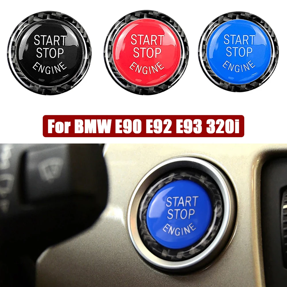 For BMW E90 E92 E93 320i Engine Start Stop Button Replace Cover + Trim Sticker Keyless Start System