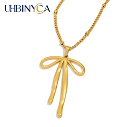 UHBINYCA Stainless Steel Bowknot Pendant Necklace for Women, Finely Polished High-quality Waterproof Jewelry