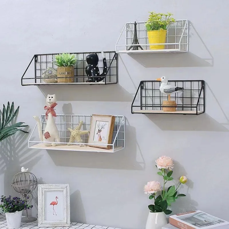 1pc Creative Wall Mounted Shelves, Bedroom Iron Wall Hanging Storage Shelves, Storage Baskets, Hanging Shelves, Home Furnishings image 4