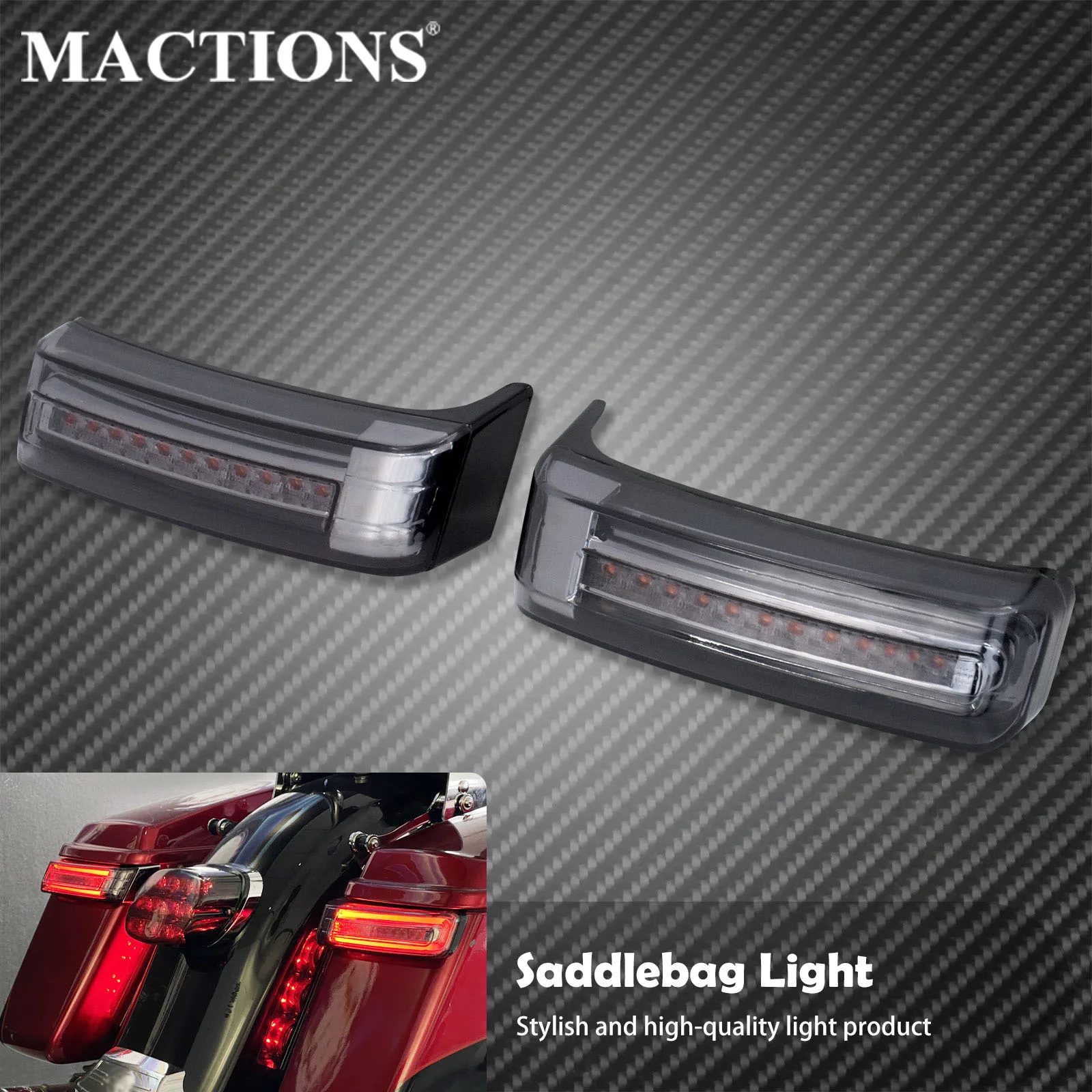 MACTIONS Saddlebag Rear Brake Light Turn Signal Luggage Lamp LED For Harley Touring Road King Street Glide CVO Limited 1997-2022
