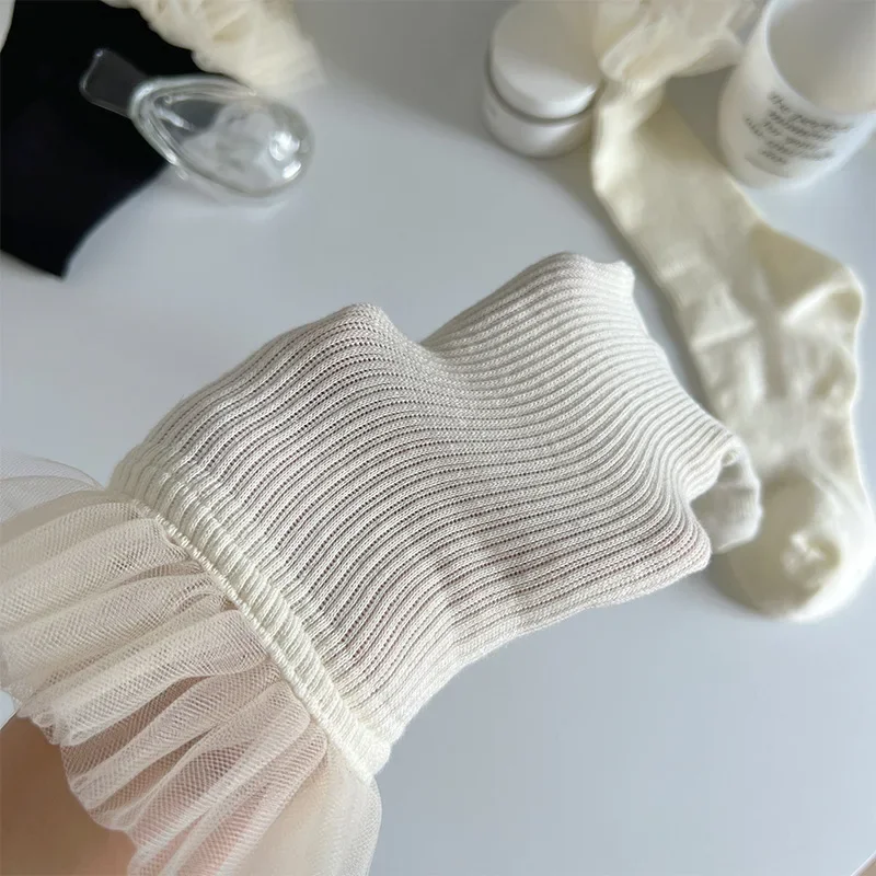 جوارب متوسطة الساق من الدانتيل الشبكي المجوف، جوارب طويلة للتخسيس على طراز الباليه الياباني JK، جوارب لوليتا من الدانتيل