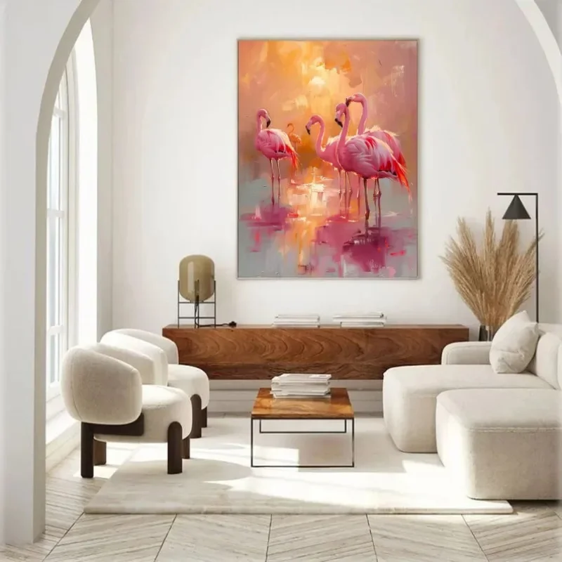 1pc frameless Canvas Painting Colourful Birds Animal Poster Flamingo White Swan Flying Crane Abstract Canvas Painting Wall Art f