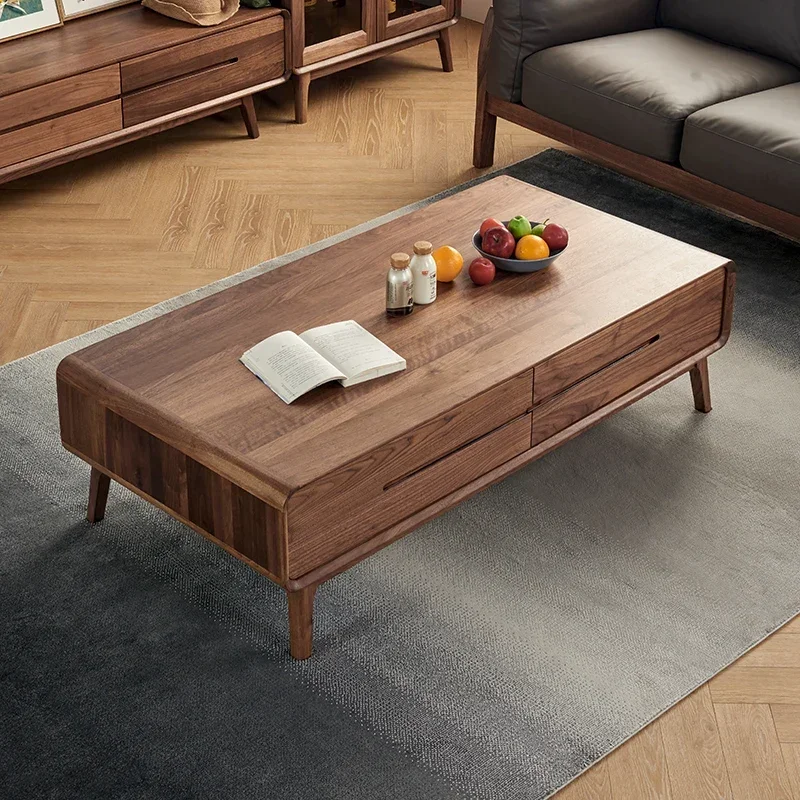 A  North America Black Walnut Wooden Tea Table Simple Full Solid Wooden Tea Table Tea Table Nordic Living Room Furniture Home