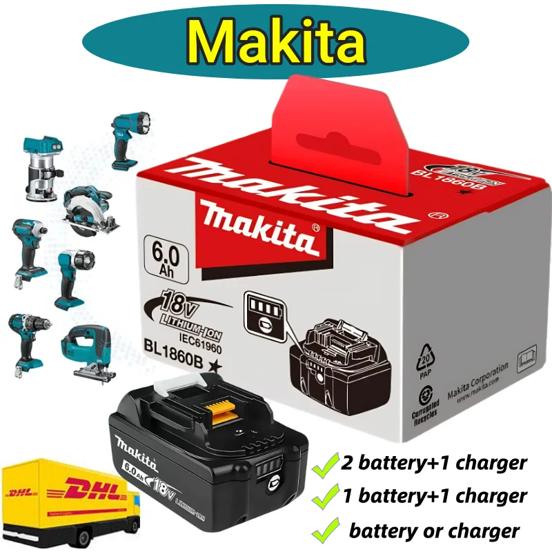 

Genuine Makita 18V Battery 6Ah Fast Charging Rechargeable for BL1840 BL1830B BL1850B Power Drills Suitable for DTW700