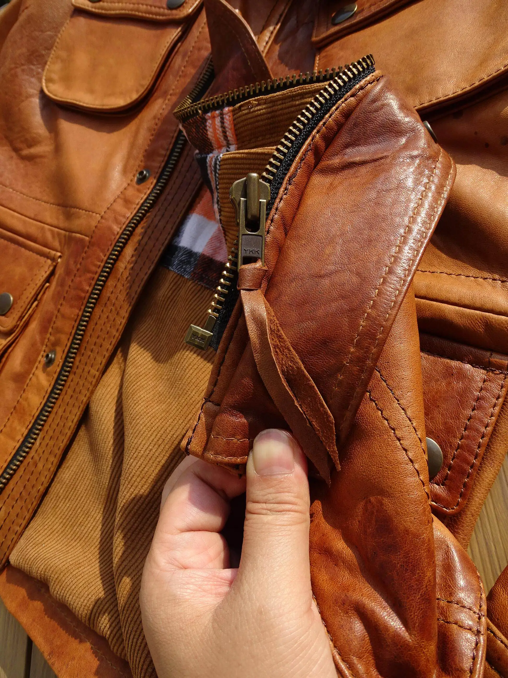 High Quality Blended Battle Damage M65 Field Jacket for Men Spring American Vintage Distressed Sheepskin Genuine Leather Jacket