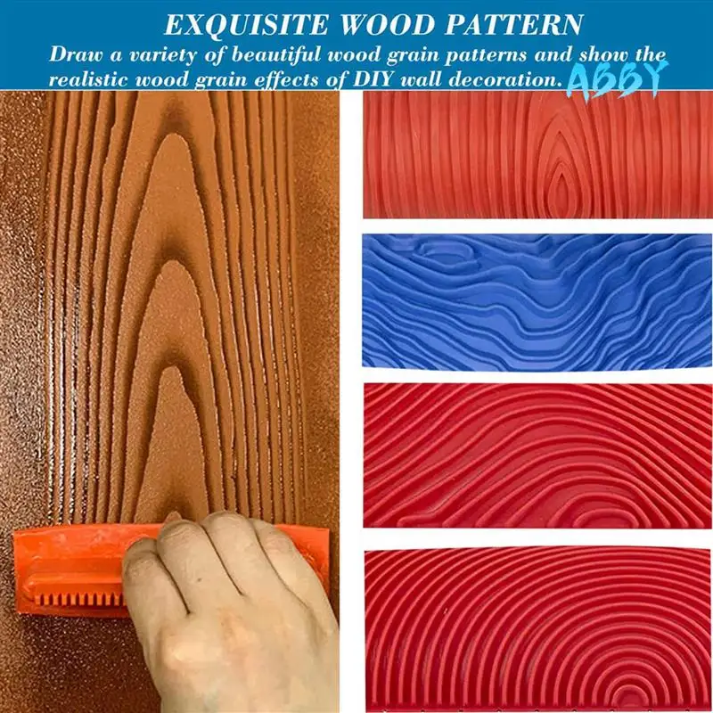 

ABBY-инструменты для древесного зерна, 8 шт., инструменты для рисования валиком под дерево, текстурный узор с ручками, текстурный инструмент, краска, для стены комнаты