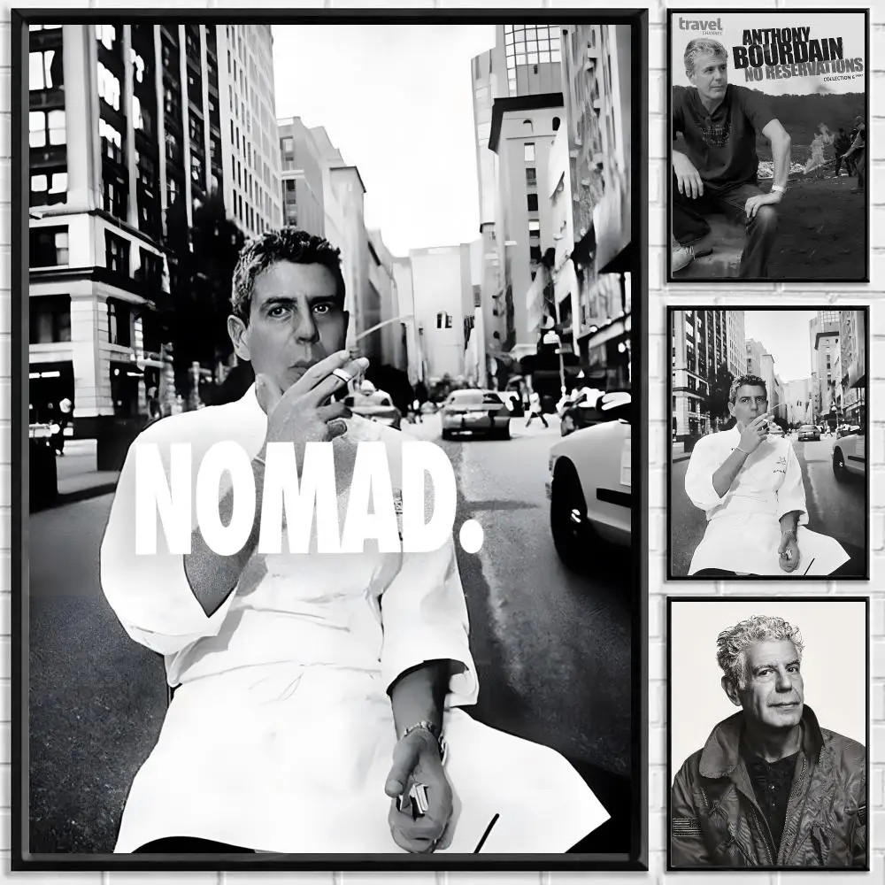 Celebrity Anthony Bourdain Poster Self-adhesive Art Waterproof Paper Sticker Coffee House Bar Room Wall Decor