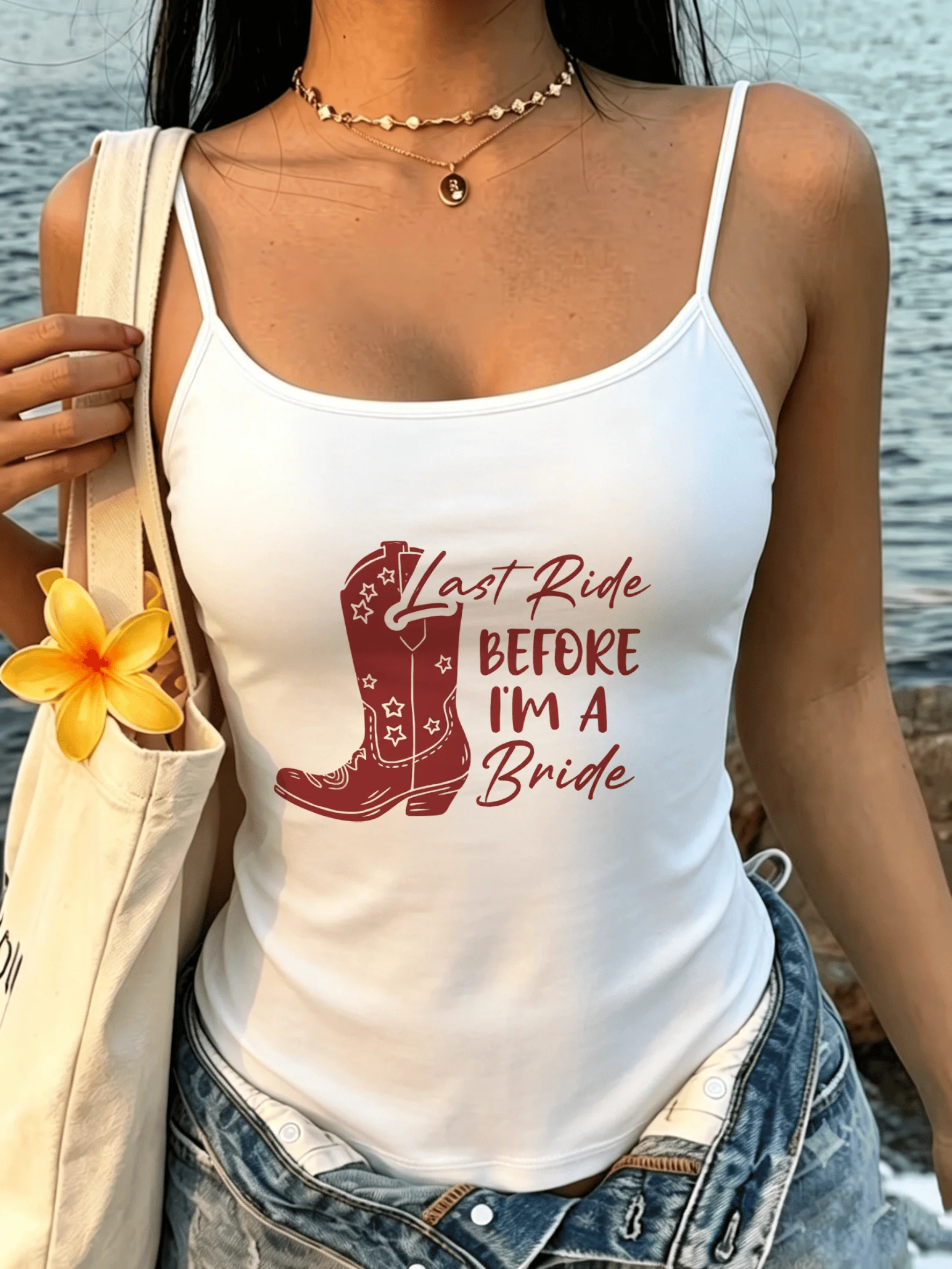 Bride Cowboy Camisole Girls Last Ride Tank Top Bachelorette Party Night Outfits Vest Aesthetic Western Summer Crop Tops