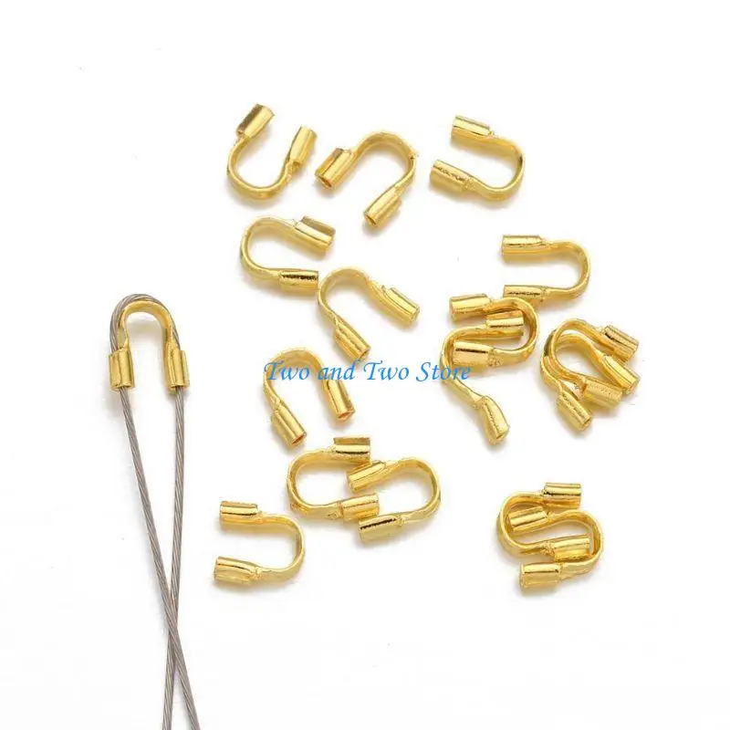 

HX6F Wire Protector Loop 100x Silver Gold U Thread Guardian DIY Jewelry Finding