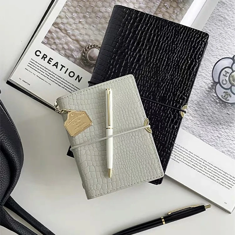 Original Alligator skin pattern A6 M5 binder Notebook  MIni pocket book Loose-leaf 6-hole bandage Carry around Notepad Gift