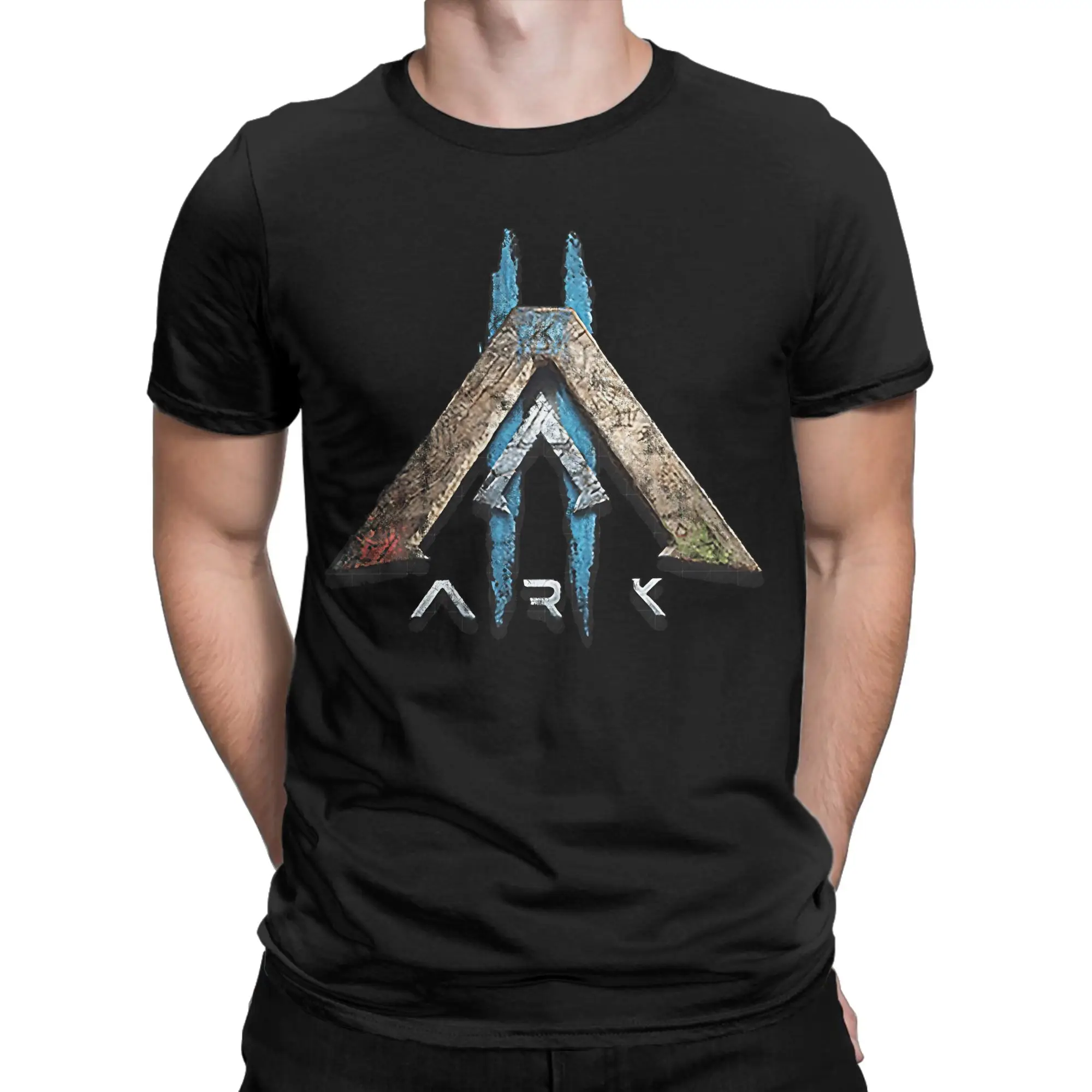 T-shirt en coton 100% avec logo déchiré et graphique amusant, ARK Survival Evolved, pour hommes