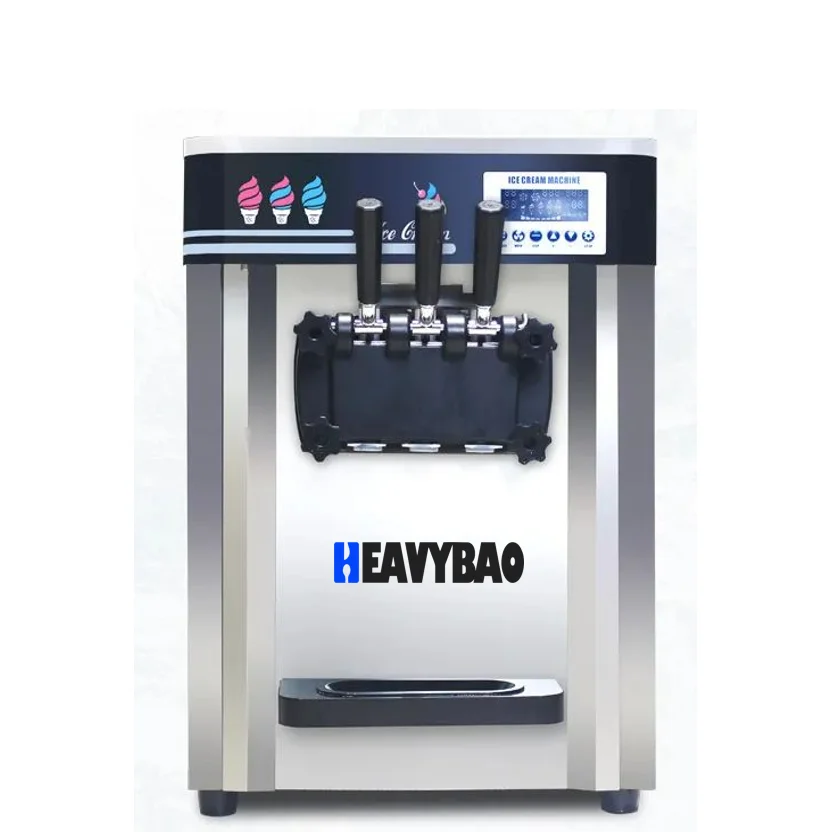 Heavybao Commercial Stainless Steel Freestanding Soft Serve Cylinder Ice Cream Maker Machine for Restaurant Bars