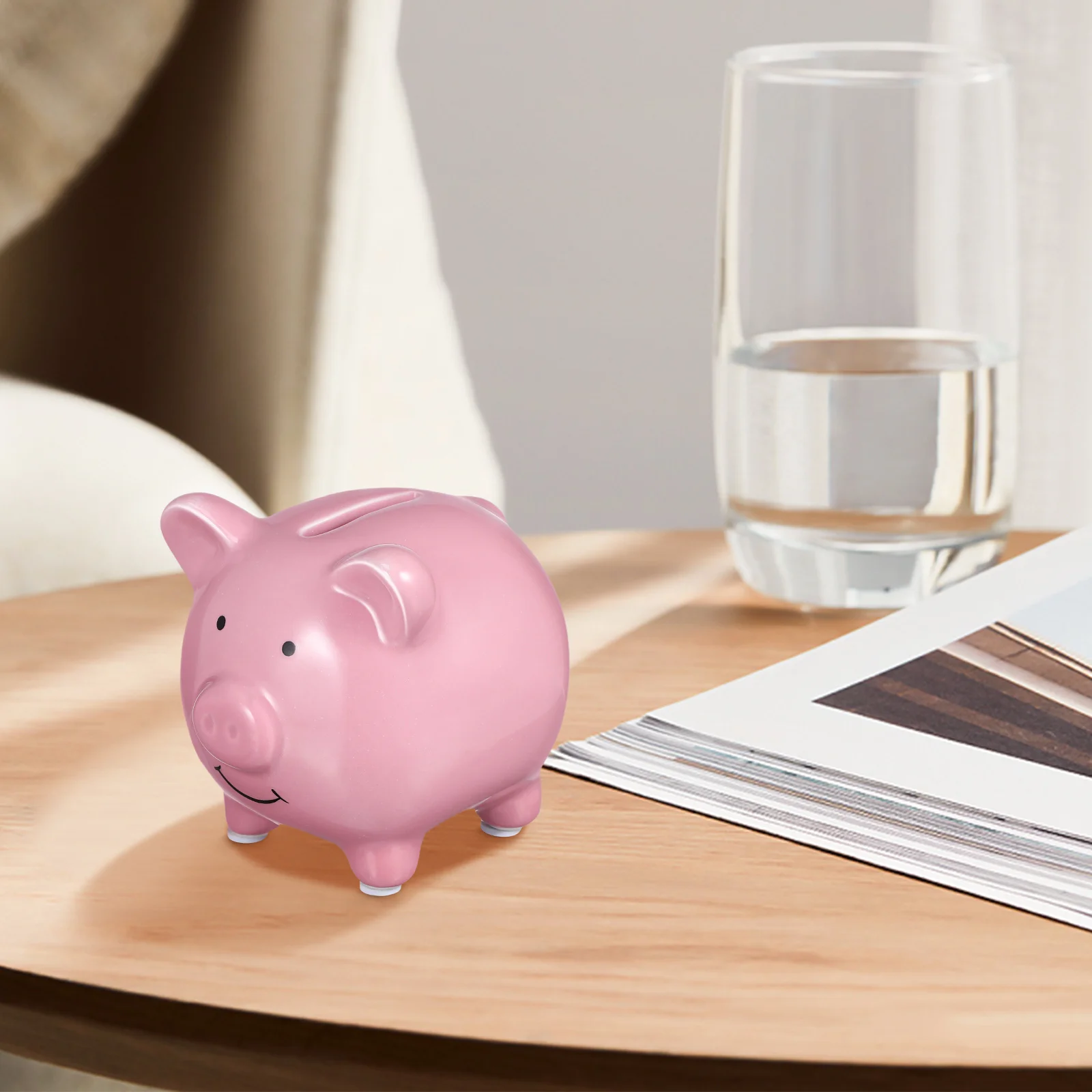 وعاء توفير العملات المعدنية من السيراميك للأولاد والبنات ديكور الحضانة الوردي يشجع توفير هدية مثالية وعاء المال حصالة على شكل حيوان #5