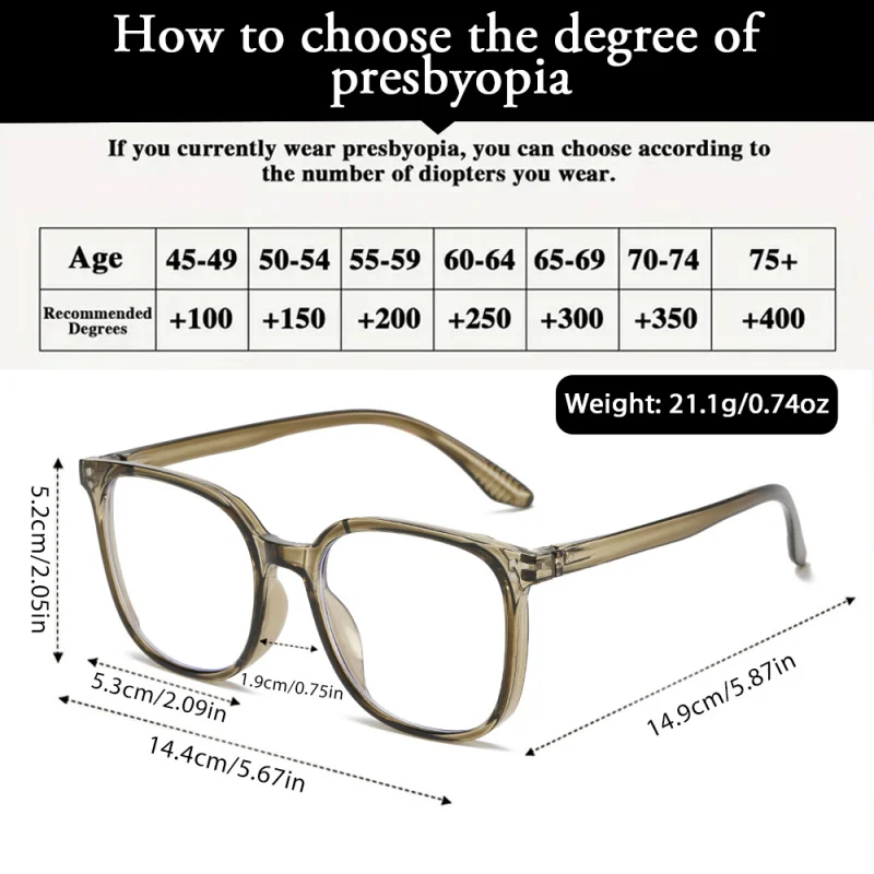 قطعة واحدة من نظارات القراءة العصرية بإطار كبير، متوفرة بألوان متعددة لكل من الرجال والنساء