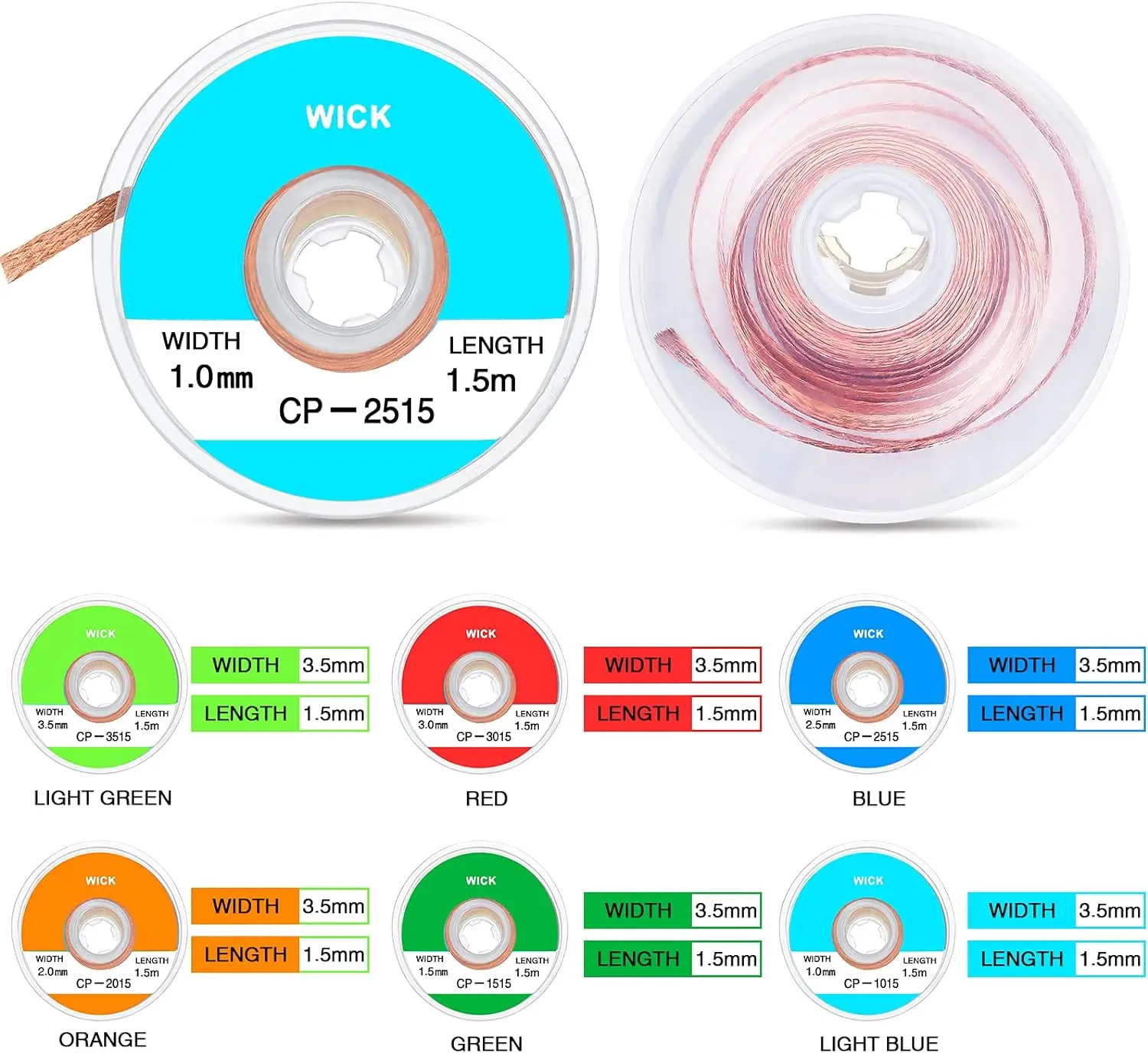 Nastro a treccia a rete dissaldante rimozione della saldatura per saldatura in rame 1 ~ 4mm stoppino per saldatura a filo stagno cavo di piombo Flux BGA strumento di riparazione