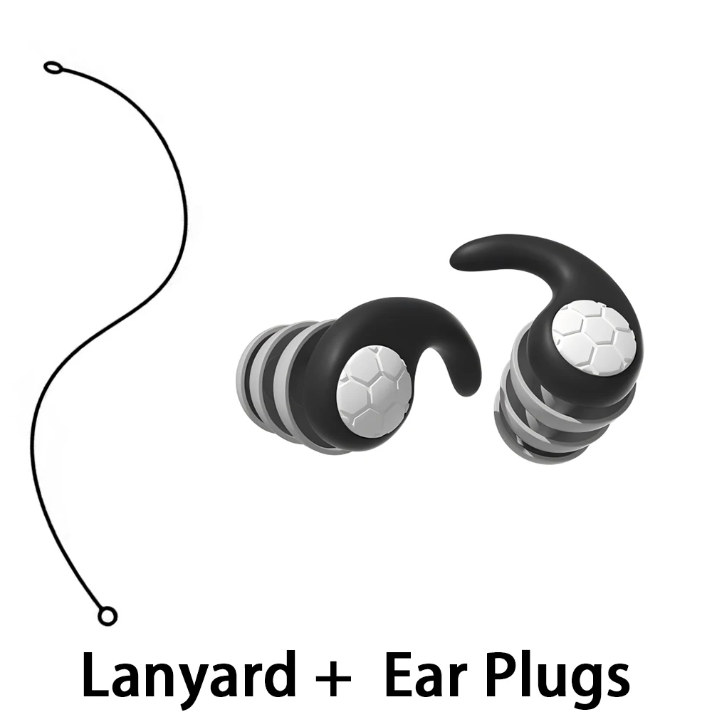 Reusable Sleep 3 Layer Ear Plugs with Silicone Lanyard for Noise Reduction Concerts Swimming - Comfortable Earplug Inserts