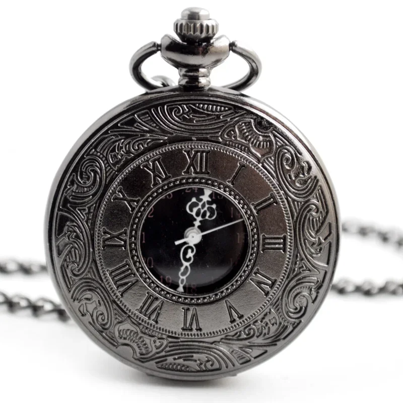 Collana al quarzo con numeri romani intagliati vuoti vintage unisex di alta qualità con tasche meccaniche, orologio da regalo con numeri romani