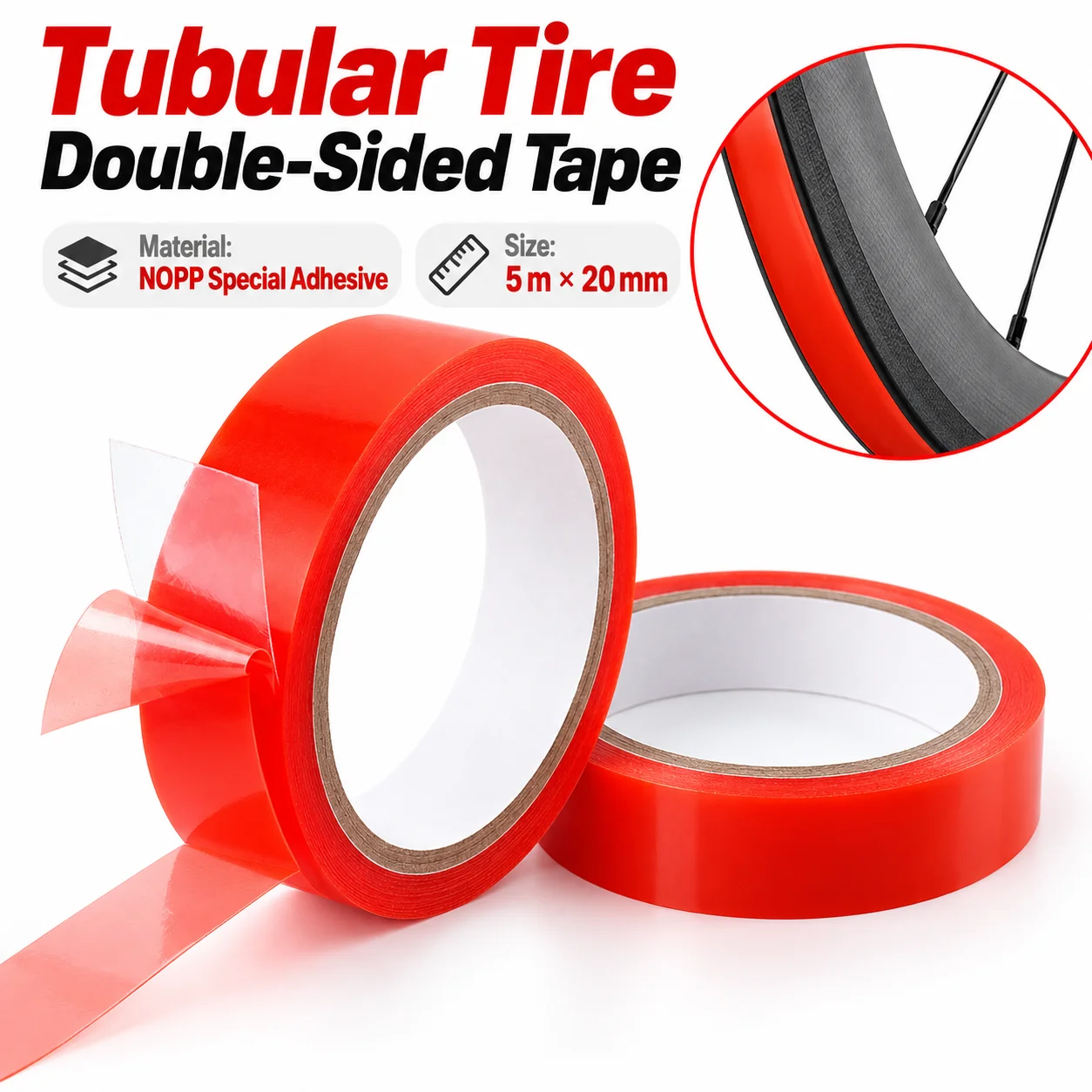 5M Tube Tire Double-sided Adhesive Tape Tubular Rim Tapes Bicycle Repair Tools Tire Tubular Adhesive Glue Tapes  Repair Parts