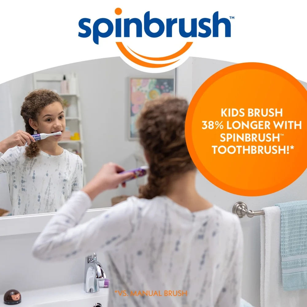 Детская электрическая зубная щетка с питанием от батареи, мягкая щетина, эргономичный дизайн, возраст 3, простой переключатель включения и выключения, батарея Duracell AA в комплекте