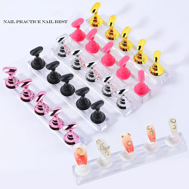 Magnetic Nail Holder Set False Nail Tip Practice Stand Crystal Base Holder Acrylic Showing Shelves Nail Art Display For SalonDIY