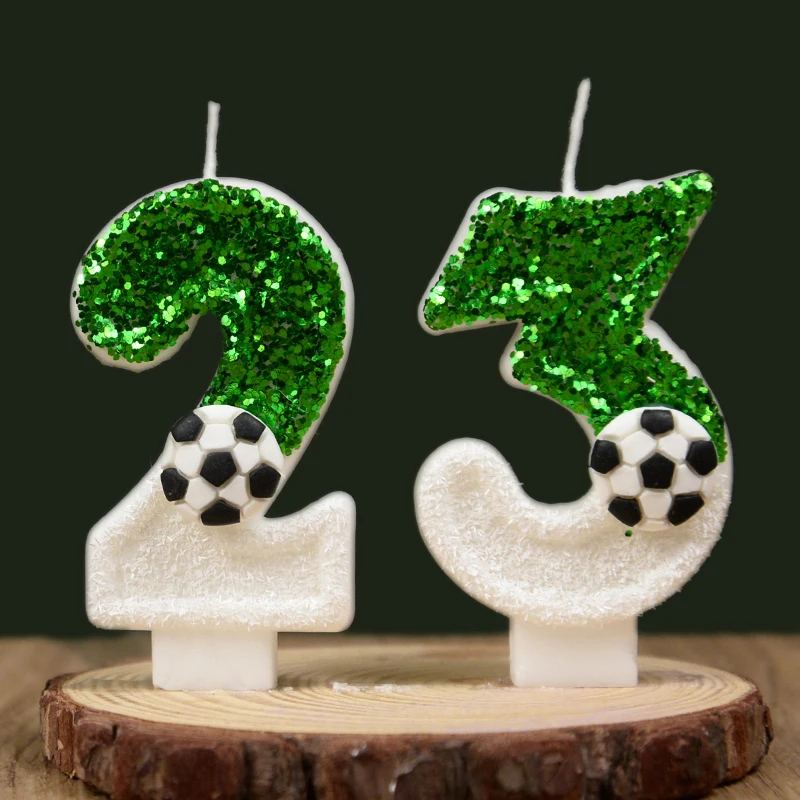 Number Digital 0-9 Football Candles For Happy Birthday Party Kid Supply Soccer Candles Cake Decoration Wedding Party Cakes Decor