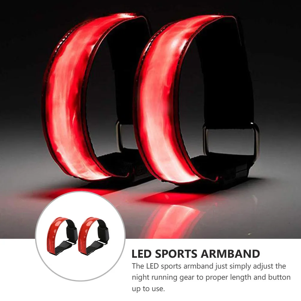 

2 pcs LED Sports Armband Waterproof Glow Night Running Belt Cycling Safety Light 60-80H Red Outdoor Tool