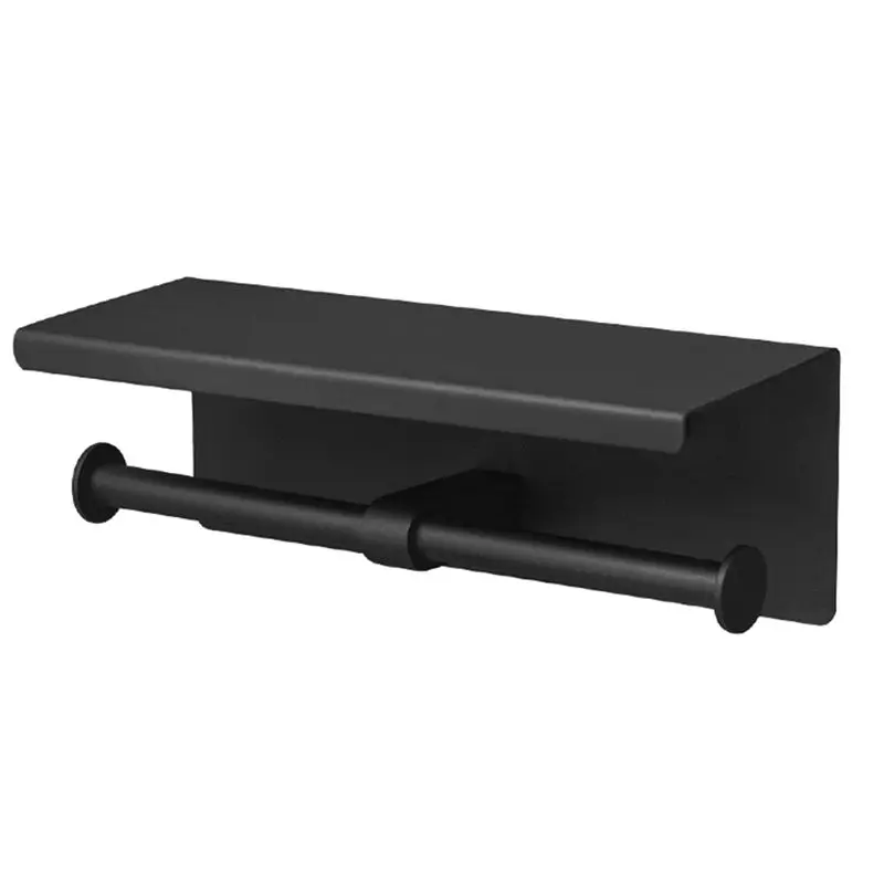 

HHTL 1 PCS Bathroom Rack Mobile Phone Rack Hotel Engineering Toilet Paper Rack Roll Box Black