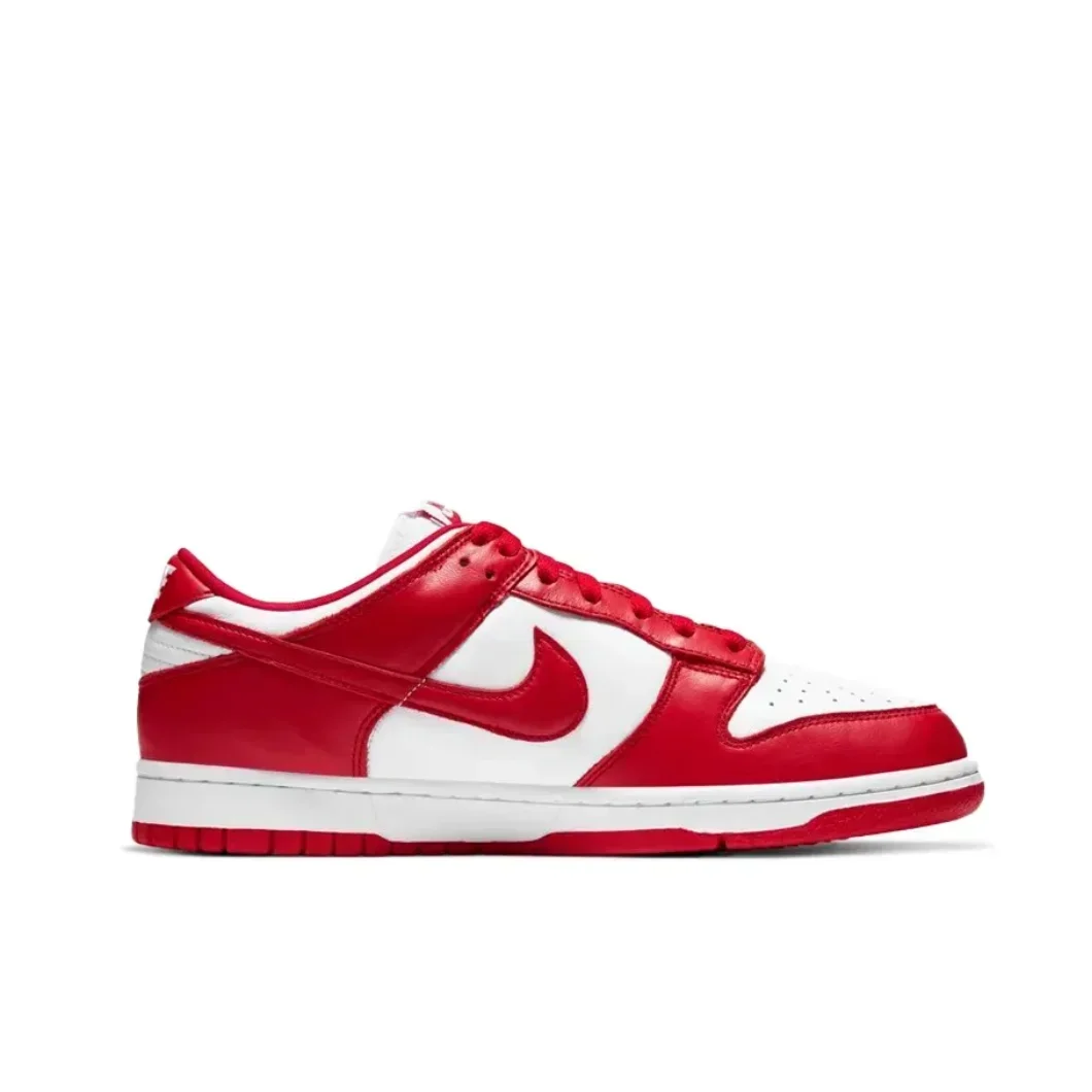 Nike White and Red Colorway Dunk Low Original Men's and Women's Fashion Board Shoes Wear resistant Slip Resistant Casual Shoes