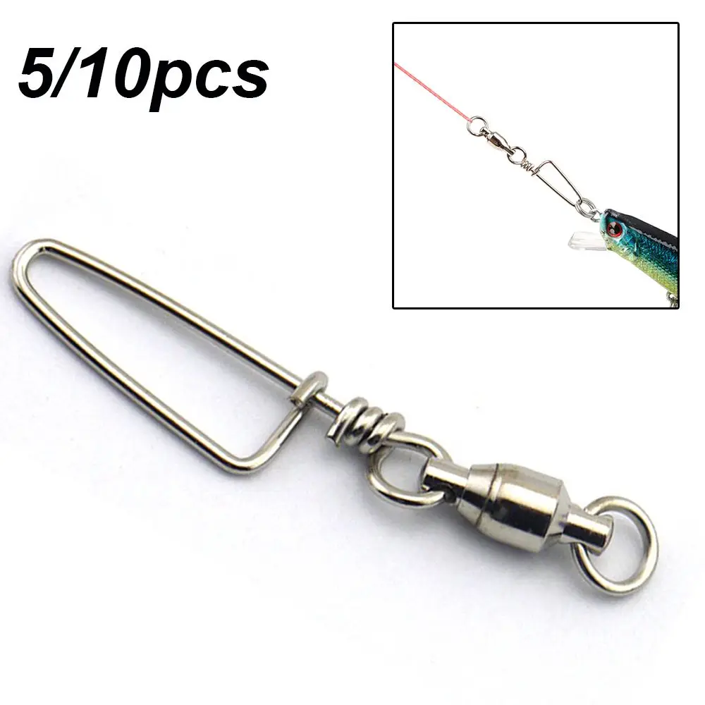 10pcs Fishing Swivel Connector Snap 0#-8# Ball Bearing Rolling Swivel For Fishhook Lure Carp Fishing Accessories Solid Ring Duty