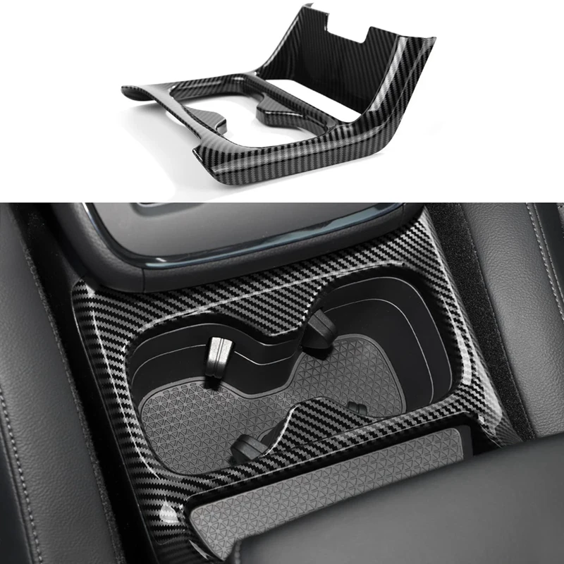 

For Honda CRV CR-V 2023 2024 Center Console Cup Holder Panel Cover Trim Interior Accessories - ABS Carbon Fiber