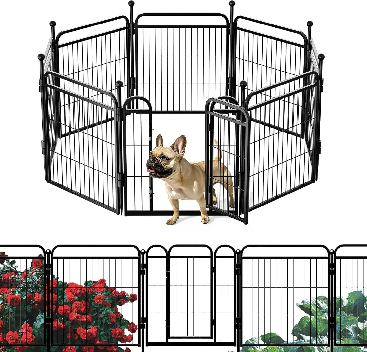 

24" H 8 Panels Dog Pen Outdoor/Indoor Dog Fence Exercise Pen for Small/Medium Dogs