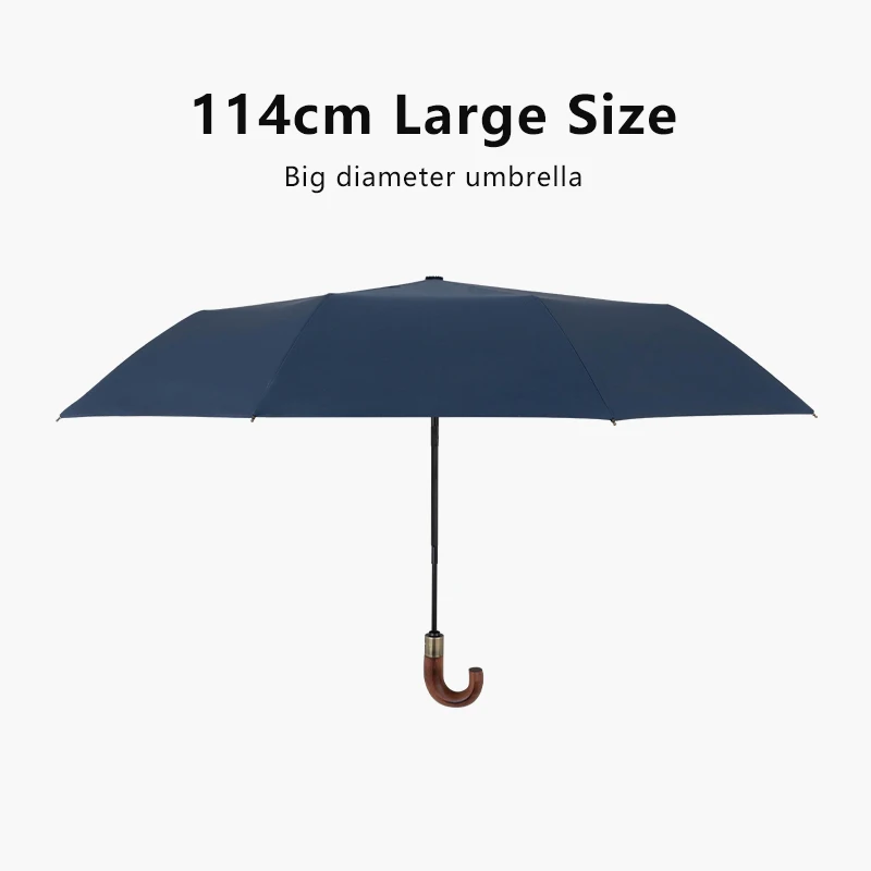 New Large Wood Automatic Umbrella Business Men Brand Big Golf Folding Umbrella Rain Women Auto Vintage Parasol Windproof 10 Ribs